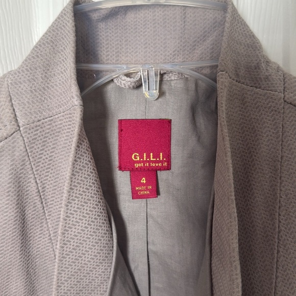 G.I.L.I. Gray leather Blazer Asymmetrical size 4 - Picture 2 of 5